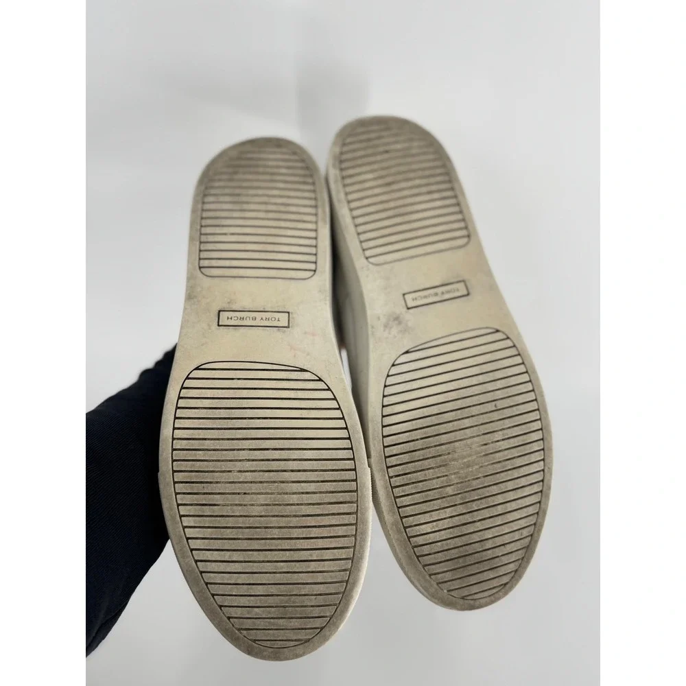 Tory Burch Amalia Sneakers Women 9.5 White Leather Gold Logo Low‎ Top